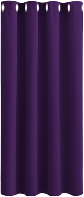PONY DANCE Kids Blackout Curtain - Thermal Room Darkening & Energy Saving Blackout Curtain Eyelet Top Kitchen Panel for Girls' Room/Bedroom/Nursery, 52 by 54, 1 Pc, Purple