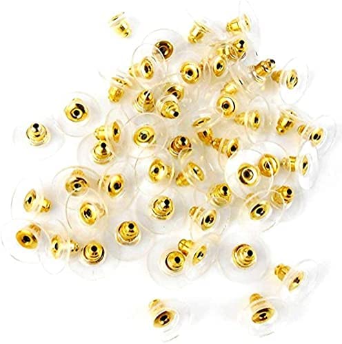 Image of KUMU Jewellery Tools (200 Pcs Approx) Earring Back Stopper (Golden 100 Pairs Approx)