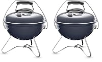 Weber Smokey Joe Premium Holzkohlegrill, Ø 37cm Grillfläche, portabeler BBQ Grill mit praktischem Tragebügel, porzellanemaillierten Deckel & Kessel - Slate Blue (1126804) (Packung mit 2) – Ansicht 1