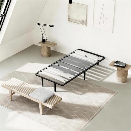 TEENO Sommier 90x190 | Cadre de Lit avec 6 Pieds | 1x8 Lattes Confortables de 150 mm | Montage Rapide | Sommier Lattes 90x190cm Stable et Résistant pour Adulte
