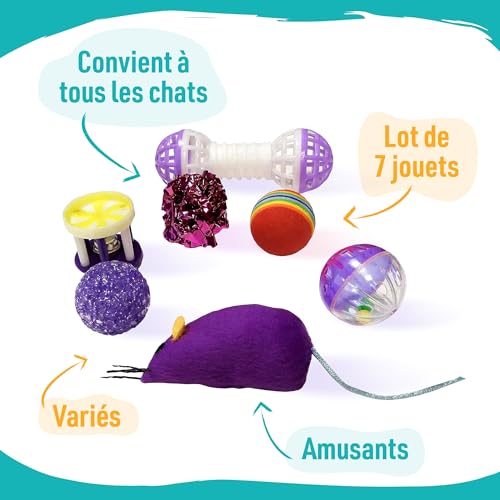 Aimé | Lot de 7 Jouets pour Chat Intérieur et Extérieur | Jeux Variés et Amusants | Facile à Ranger et à Transporter | Convient à Tous les Chats – Image 3