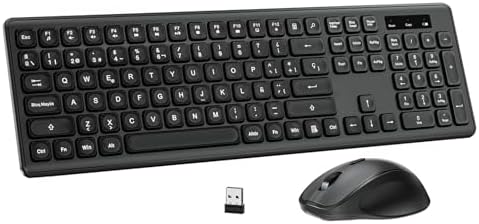 PINKCAT Teclado y Raton Inalámbrico,Botones Silenciosos, Español ...