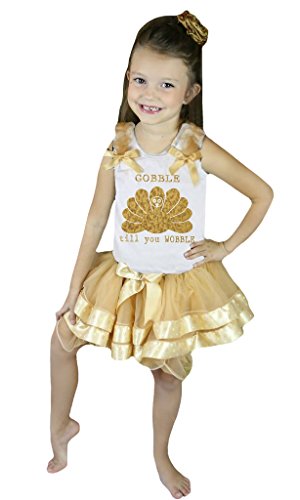 Camisa Bling gobble till you Wobble falda de pétalos estrella blanca dorada