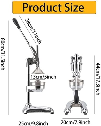 Miniatura 5 de Professional Stainless Steel Citrus Juicer, Heavy Duty Manual Squeezer for High Juice Yield, Ideal for Pomegranate, Lime, and Other Fruits -