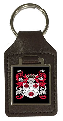 Porte-clés en cuir blason de famille marron Eyre accessoire héraldique personnalisé