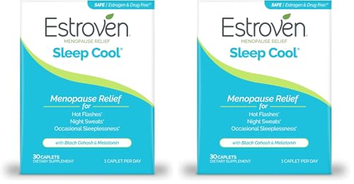 Image of Estroven Sleep Cool for Menopause Relief,30Ct,Sleep Support Supplement With Clinically Proven Ingredients to Relieve Menopause Symptoms,Night Sweats & Hot Flash Relief, Drug-No & Gluten-No (Pack of 2)