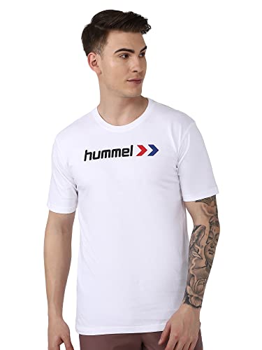 Image of hummel Ombi Round Neck Cotton Rich Half Sleeve Solid Regular fit Cottonpoly T-Shirt for Men Comfortable Soft Breathable Fabric Stretchable for Everyday Use Ideal for Casualwear