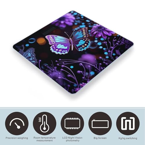 Báscula Digital de Baño con Diseño Morado de Mariposas miniatura 3