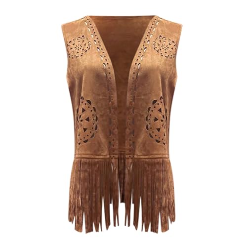 Chaleco flecos mujer marrón XXL evita looks aburridos con esta chaqueta