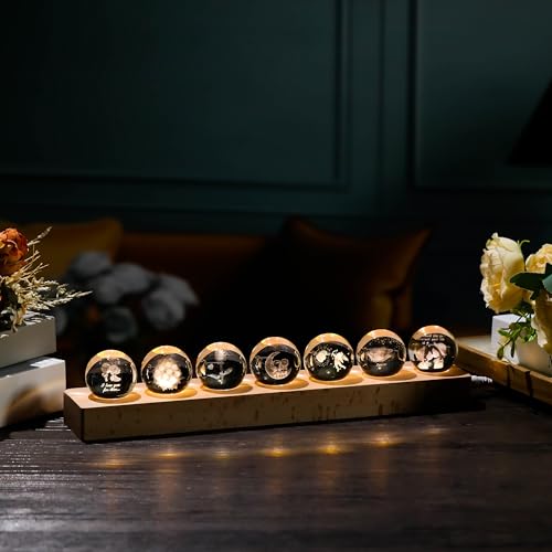 Image of Qianwei 3D Crystal Ball Lovers Crystal Lamp with Led Base - Best Valentines I Love You Gifts for Boyfriend Girlfriend Wife Husband - Rose Couples Cupid Wedding Gifts for Couple Lovers