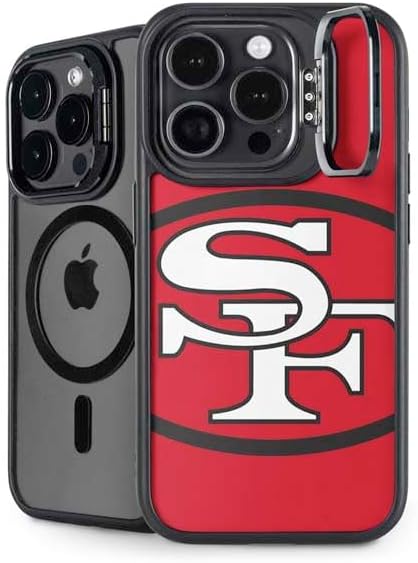 Skinit Kickstand Phone Case Compatible with iPhone 14 Pro - Officially Licensed NFL San Franciso 49ers Black & White Design