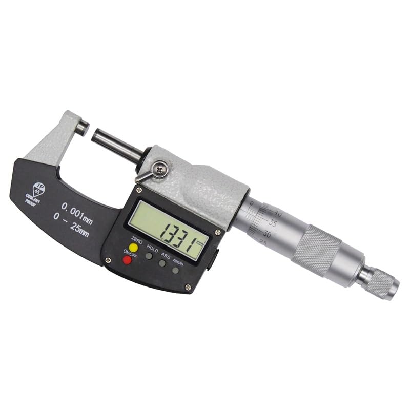 IP65 Mikrometr zewnętrzny 0-25mm Duży ekran Cyfrowy mikrometr Suwmiarka Miernik Mikrometr Węglik 0,001 MM Narzędzia pomiarowe,Wytrzymuje Intensywne UżYtkowanie(0-25mm)