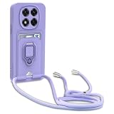 Cover Compatibile con Realme 12 (4G) /Realme 12 Plus 5G con Cordino,Custodia con Cordino Silicone Cover,Protezione Fotocamera,360°Anello Supporto,Porta Carte,Viola