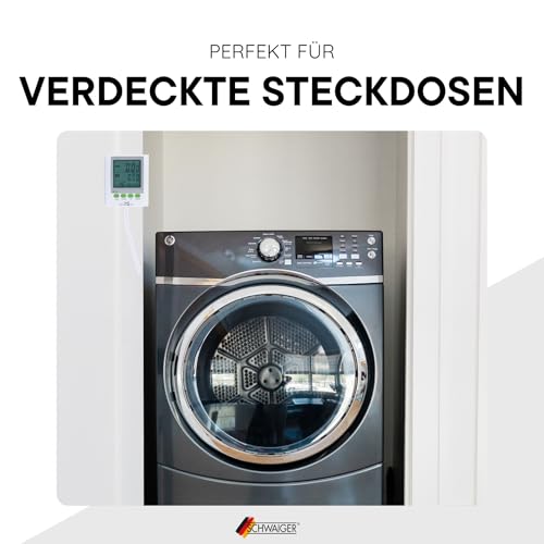 SCHWAIGER 661576 Stromkostenmessgerät Stromverbrauchszähler Energiekostenmessgerät Steckdosenadapter separates Display mit Verlängerungskabel Strommessung