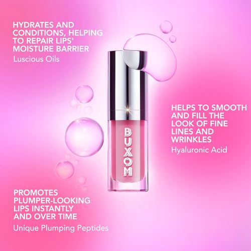 BUXOM Full-On Plumping Glossy Lip Oil, Nourishing & Hydrating Tinted Lip Gloss, Juicy High-Shine Finish, Non-Sticky Formula, Cruelty-Free