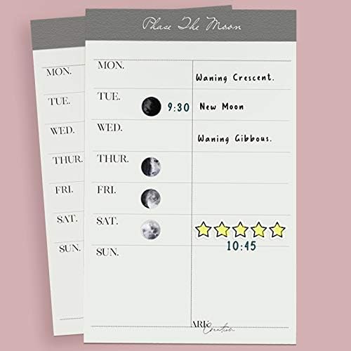 ARK Creation 96 Mini Moon Phase Planner Sticker - Realistic Moon Phase Sticker - Lunar Tracking Sticker