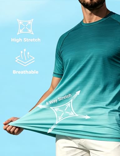 Image of ELETOP Men's Swim Shirts UPF 50+ Short Sleeve Rash Guard Sun Shirts for Beach Fishing