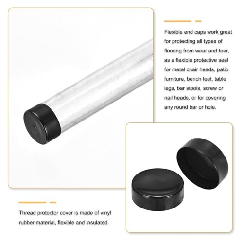 Image of uxcell 2pcs Rubber End Caps 150mm(5 15 /16 Inch) ID x 80mm(3 1 /8 Inch) H Vinyl Round Tube Bolt Cap Cover Screw Thread Protectors Black