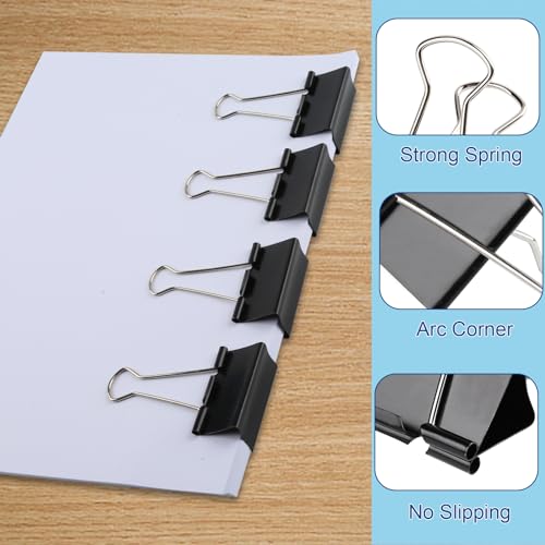 Image of Ufmarine 72 Pcs Large Binder Clips 1.6 inch Length, Big Paper Clips for Office