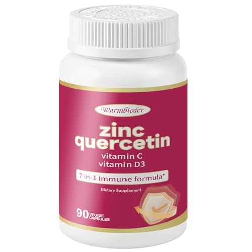 Warmbioder Quercetin with Vitamin C and Zinc Support Immune | Quercetin 500mg Vitamin C 500mg Zinc 50mg (Picolinate Citrate Glycinate Gluconate) 90 Capsules