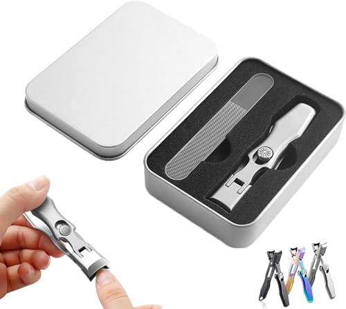 WhiPin Vrsgs Nail Clippers?Vrsgs Portable Ultra Sharp Nail Clippers, Ultra Sharp Sturdy Fingernail and Toenail Clipper Cutters,Portable Ultra Sharp Nail Clippers (Sliver Flat+glass File(boxed))