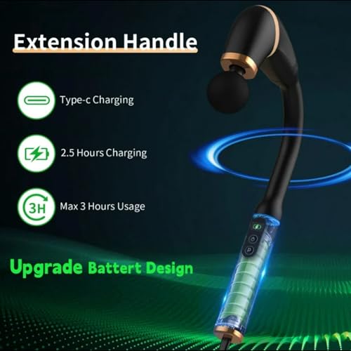 Image of Portable Fascial Gun Body Massager With Handle 4 Professional leval massage heads, Pack Of 1, Black