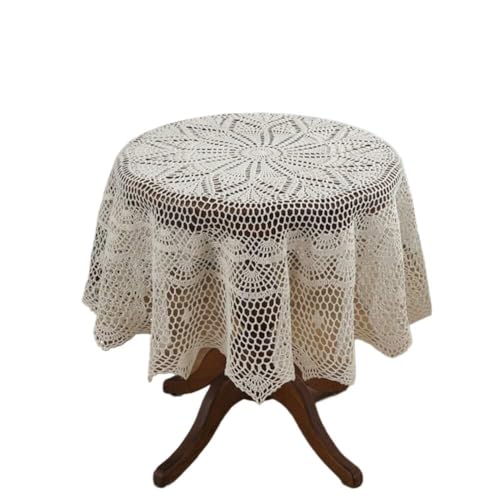 Nappe de banquet au crochet beige pour créer une ambiance de fête bohème et chic en famille