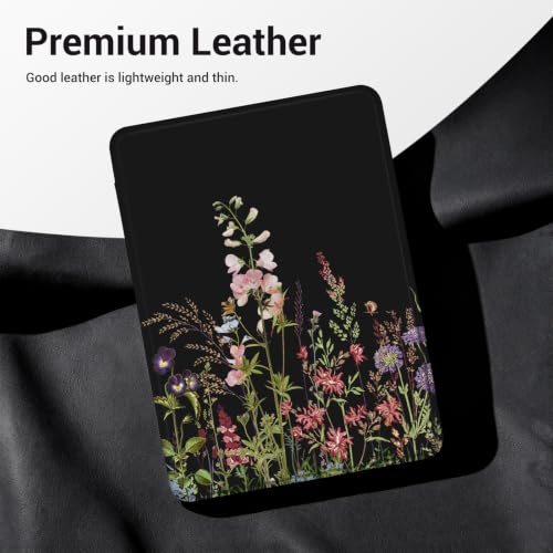 Image of CoBak Case for All New 6 Inch E-Reader 2024 and 2022 (11 Generation) | PU Leather Smart Cover, Auto Sleep and Wake, not Compatible with Kobo Clara, Dark Botanica