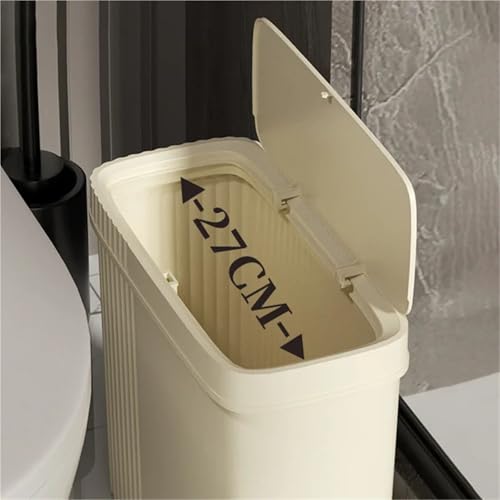 Cesta de basura beige para sala de estar y dormitorio con tapa 7