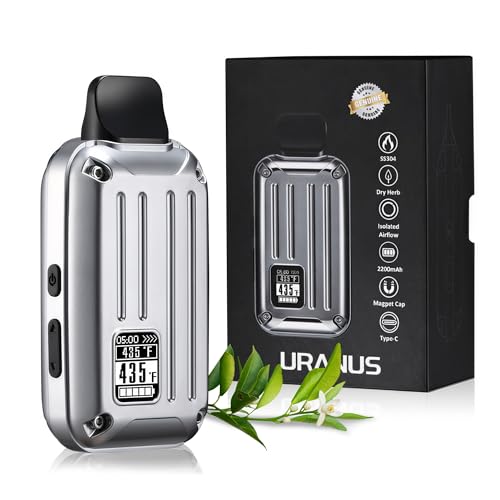 Dry Herb Vaporizer Portable Herbal Vaporizer with OLED Display 300F435F Temp Control SUS304 Chamber 2200mAh Battery USB-C Fast Charging Convection Heating for Dry Herbs No Nicotine (Silver)