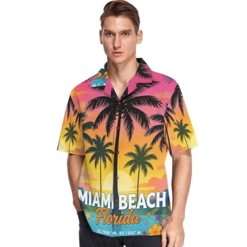 Chemise hawaïenne GuoChe pour homme look Miami Beach décontracté