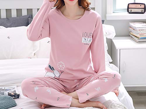 Vopmocld Young Girls Lovely Bunny Pajama Sets Cotton Long Sleeve Pjs Clothes Sleepwear Shirts, Pink, 18 #TOP2