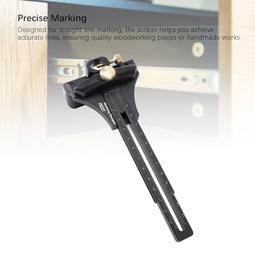 Woodworking Scriber, Aluminium Alloy Multifunctional Marking Line Ruler, Precise Marking T Type Wood Aluminum Square Rulers for for Architect Carpenter Work, Layout and Measuring - Image 2