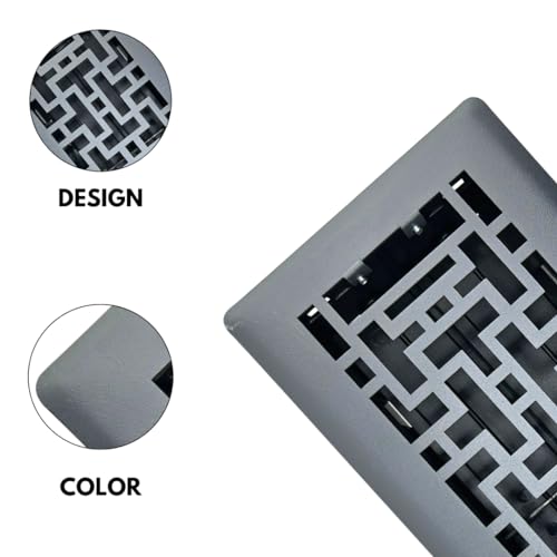 Sierra Grates 4" x 10" Oriental Floor Register in Granite Grey Finish - Vent Covers for Home Floor- Decorative Air Vent Covers- Floor Register 4” x 10” (Duct Opening) by Sierra Grates - Image 2