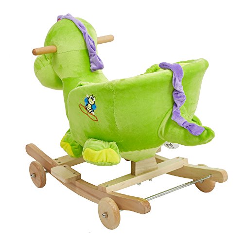 Dporticus Child Rocking Horse Plush Elephant Rocker Toy With Wheels And Seat Belt Wooden Rocking Horse/Kid Rocking Toy/Baby Rocking Horse/Rocker/Animal Ride On #TOP5