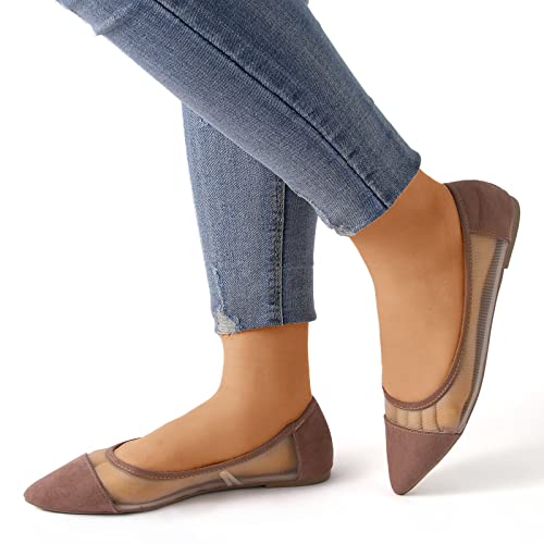 Mesh Ballet Flats Shoes for Women Slip On Ballerina Shoes Pointed Toe Flats for Women Comfortable Casual Office Work Dress Flats Walking Shoes