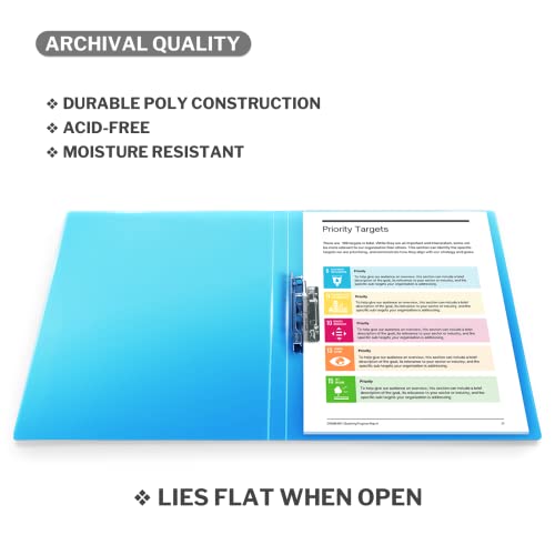 CRANBURY Pasta de fichário sem perfuração (azul celeste) – fichário transparente de 21 x 28 cm com c