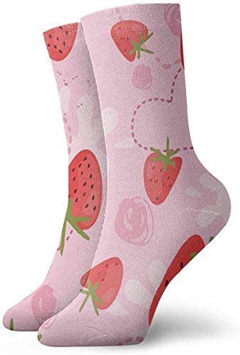 Strawberry Yogurt Love Pink Unisex Calcetines casuales Los mejores calcetines locos Calcetines novedosos 30 cm / 11,8 pulgadas
