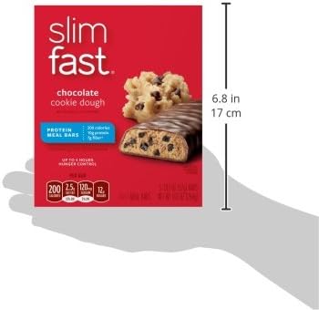 SlimFast Meal Replacement Bars, Chocolate Cookie Dough, 52 Grams, 5 Count Bars