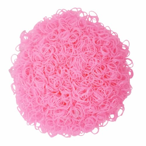 3200 Pcs Elastic Rubber Bands Small Hair Ties Hair Rubber Mini Hair Bands Hair Elastics Tiny Soft Holder Ponytails for Girls (Transparent Pink)