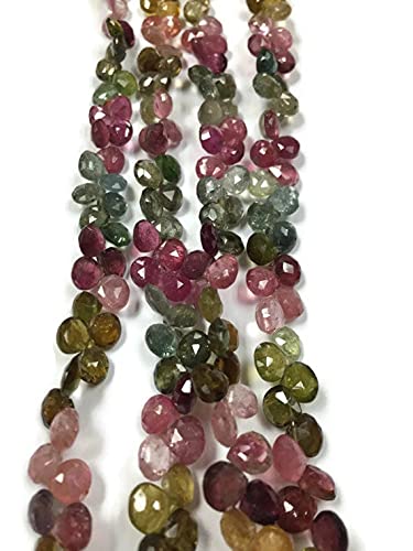 Tourmaline briolette coeur 5x5mm pierre naturelle multicolore pour fabrication bijoux DIY