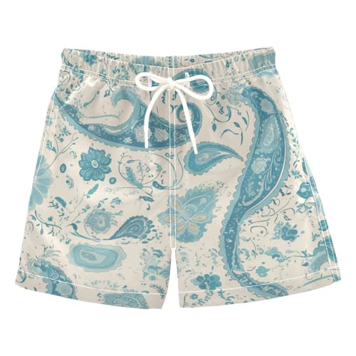 Foiosoh Traje de baño para niños, pantalones cortos de natación elásticos de secado rápido, pantalones cortos de playa para bebé, 2T, camuflaje azul, Forma simple verde azulado, 24 meses