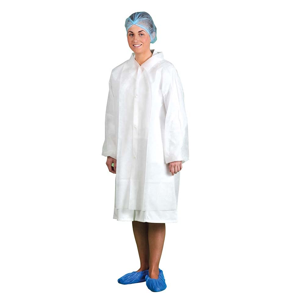Portwest Bata De Pp Para Visitas, Tamaño: XL, Color: Blanco, D118WHRXL