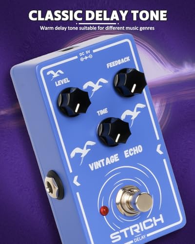 Image of STRICH VINTAGE ECHO Analog Delay Guitar Pedal, Vintage Delay Effect Pedal, True Bypass for Electric Guitar, Blue