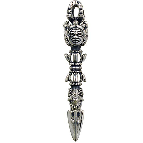 Pendentif Vajra Dorje bouddhiste vintage en argent pour homme et femme