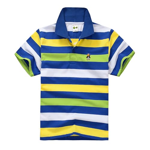Boys String Polo Shirt Short Sleeve Performance Casual Striped Golf Shirts Cozy Comfort Stretch Collared Uniform Sport Tops2