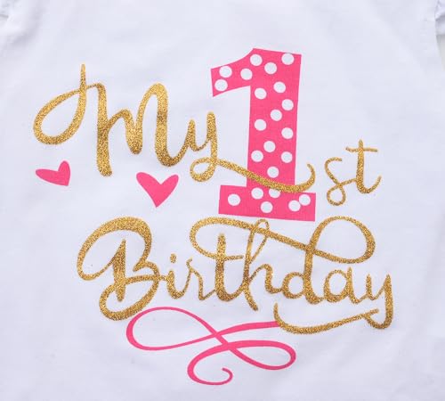 Baby Girl 1yr/2yr Birthday Dress Cotton Bodysuit TuTu Skirt Cute Set with Sequins Bow Headdress 3 Pieces3