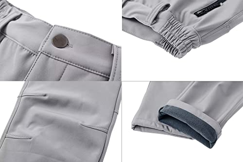 Magcomsen Womens Hiking Pants Waterproof Pants Women Ski Pants Women Winter Snow Pants Women Snowboarding Pants Warm Fleece Lined Hiking Pants Women Softshell Pants Light Grey #TOP3