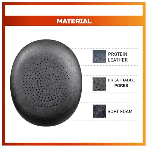 Image of Crysendo Protein Leather Ear Pads for Jabra Evolve2 30, Soft Foam, Black | Protein Leather replacement headphone cushions for worn earpads; comfortable daily headset use; easy-fit replacement design