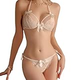 Cloeey Future Conjunto de Lencería para Mujer Erótica, Lenceria Mujer Sexy Encaje, Ropa de Dormir, Malla Transparente, 2...